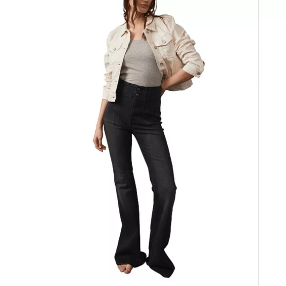 Free People We The Free Jayde Flare Jeans Black 31 - Picture 2 of 9